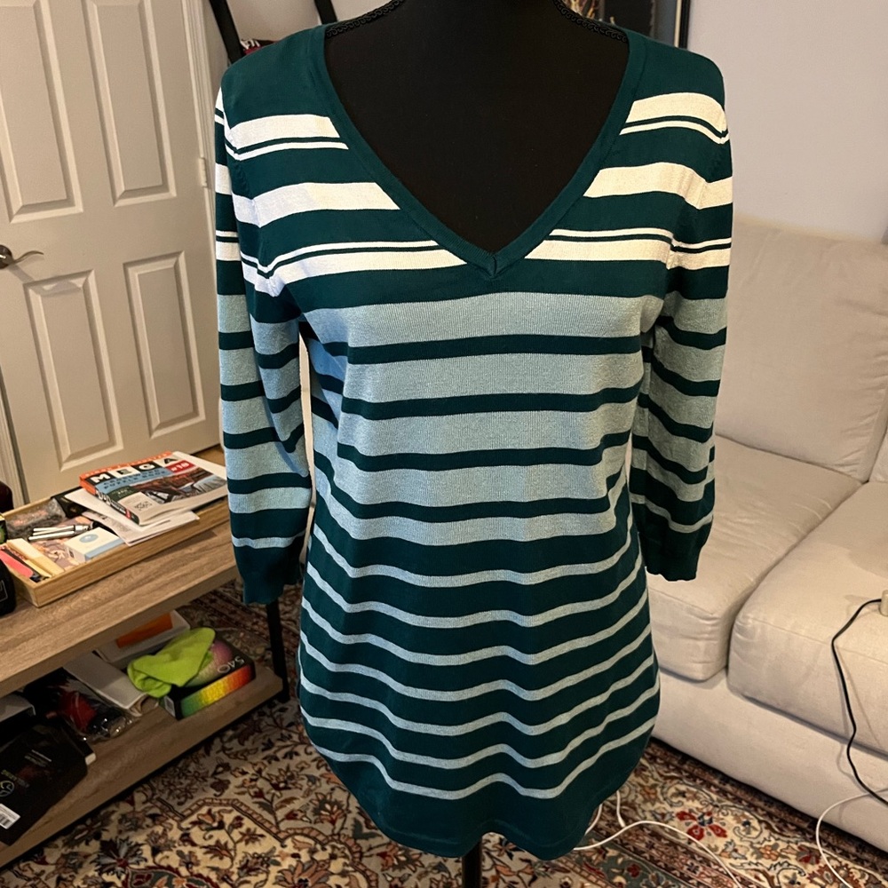 Lety & Me Dallin Striped 3/4 Sleeve Sweater Size M